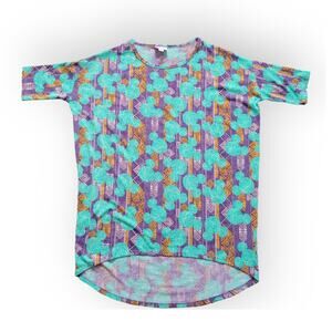 Lularoe x Disney Irma Aqua Purple Mickey Mouse Tunic Top Women Sz XS